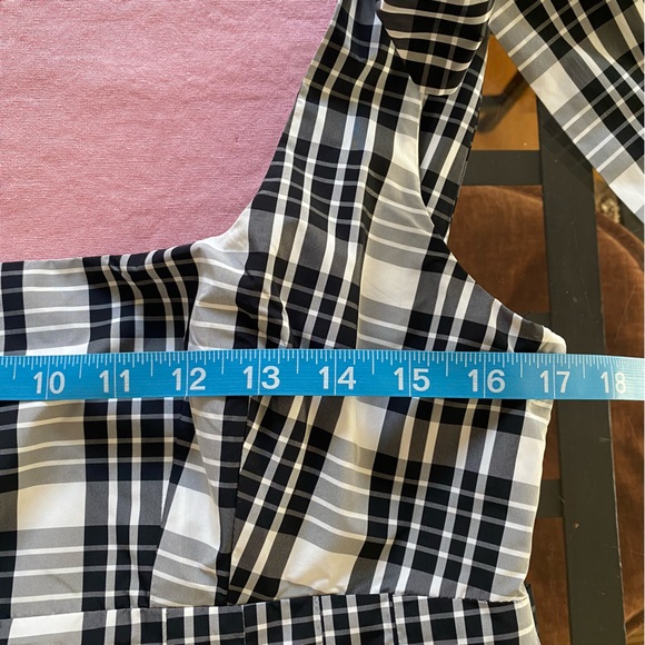 Anthropologie Maeve Black White Plaid Square-Neck Tie Strap Midi Dress Medium - Picture 12 of 16